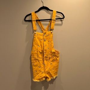 Yellow floral overalls